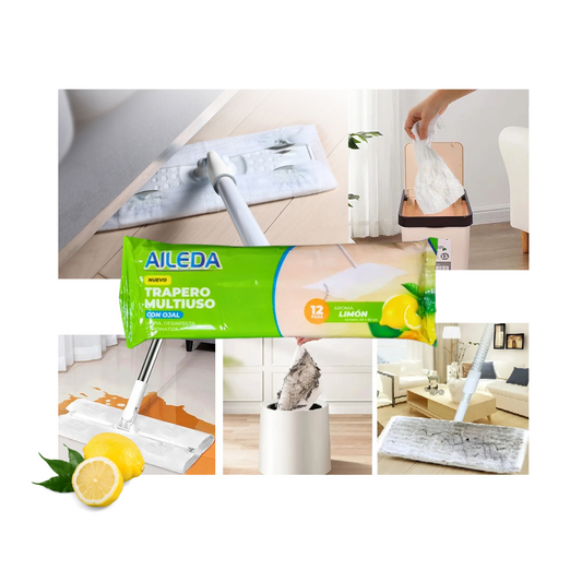 Paño de Limpieza Trapero Húmedo con Ojal Aroma Limón 40x60cm 12Pcs