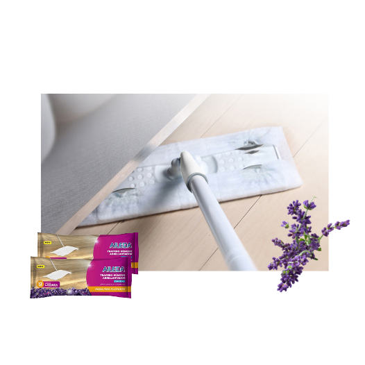 Paño de Limpieza Trapero Húmedo Abrillantador para Pisos Flotante Laminado con Ojal Aroma Lavanda 40x60cm 12Pcs