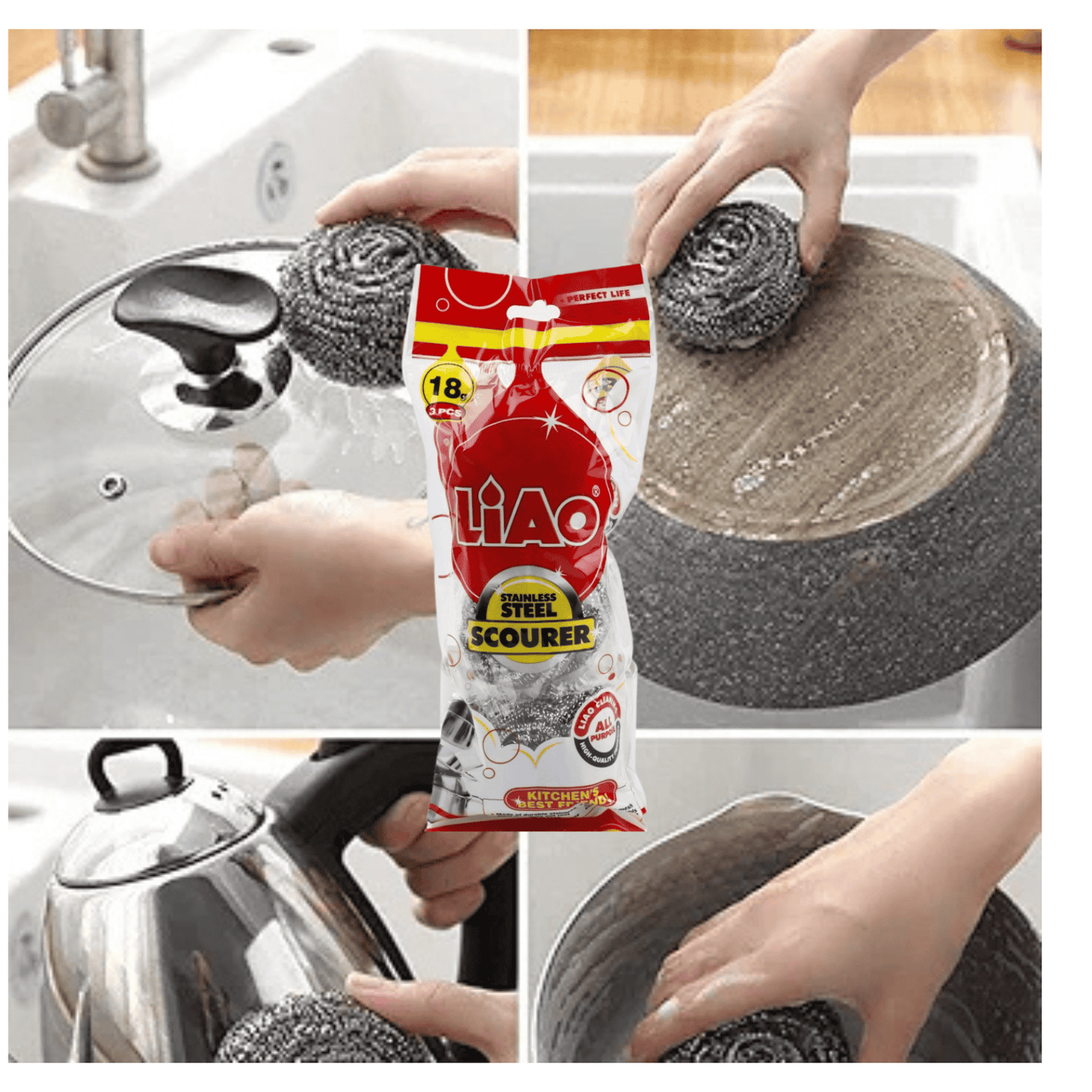 Virutilla de Acero Esponja Limpieza de Cocina 3Unidades