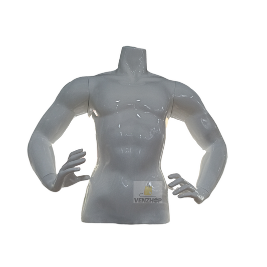 Maniquí Torso Blanco plástico De Hombre Con Brazos