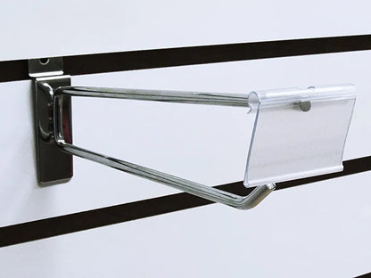 Ganchos de metal Doble A para Panel Ranurado con Portaprecio de plástico 20cm