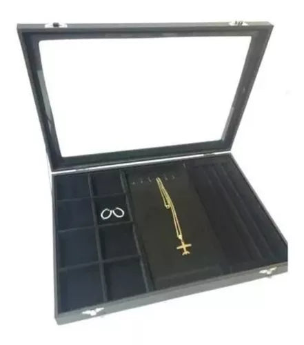 Caja Exhibidora De Joyas Con Tapa de Vidrio