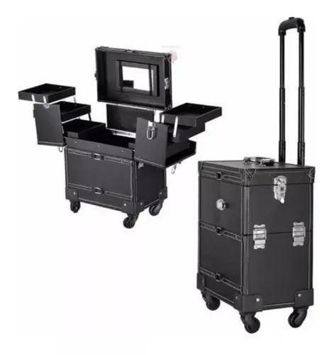 Maleta Profesional Multiuso para Maquillaje color Negra Litchi Gray