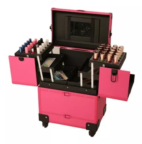 Maleta Profesional Multiuso para Maquillaje Rosa Litchi Gray Venzhop