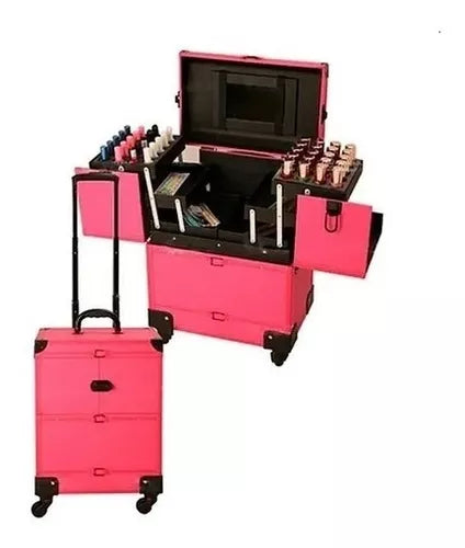 Maleta Profesional Multiuso para Maquillaje Rosa Litchi Gray Venzhop