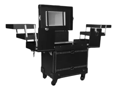 Maleta Profesional Multiuso para Maquillaje color Negra Litchi Gray