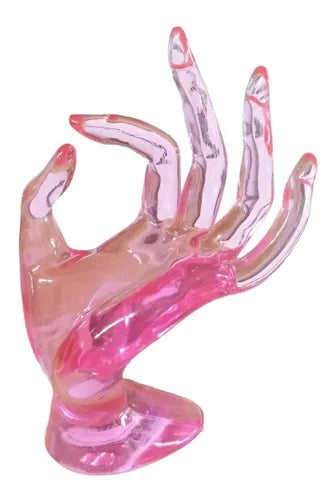 Mano Exhibidora Anillos Joyeria Acrílico Color Rosa