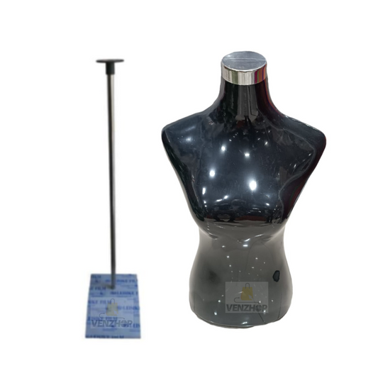 Torso Maniqui negro De Dama Con Pedestal