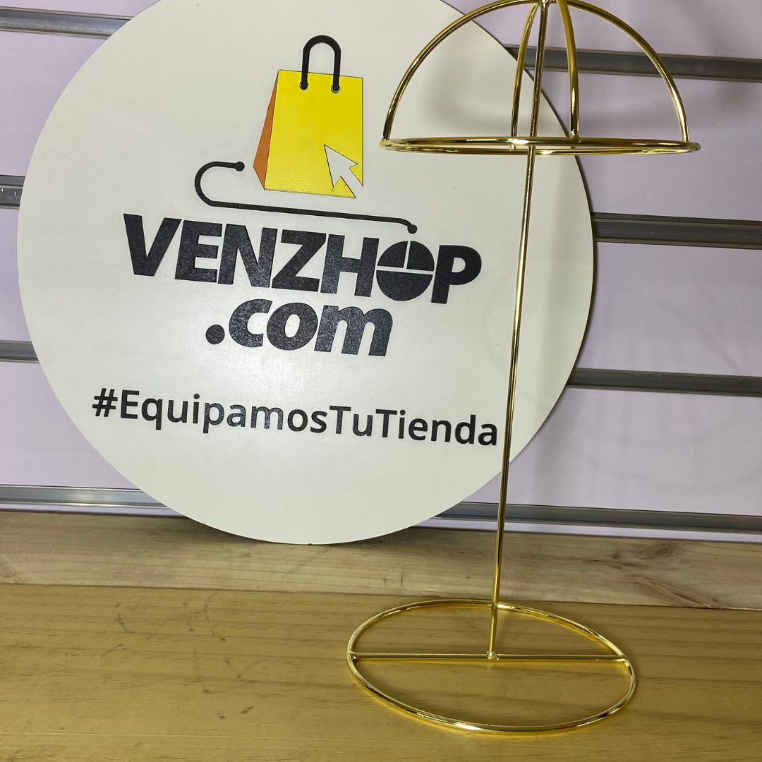 Exhibidor De Metal Gorro Jockey Sombrero Dorado