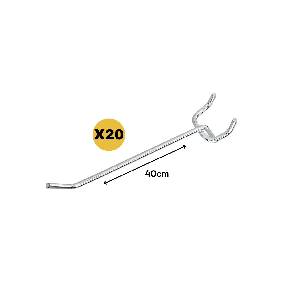 Gancho Metal Cromado para Panel Perforado de 40cm