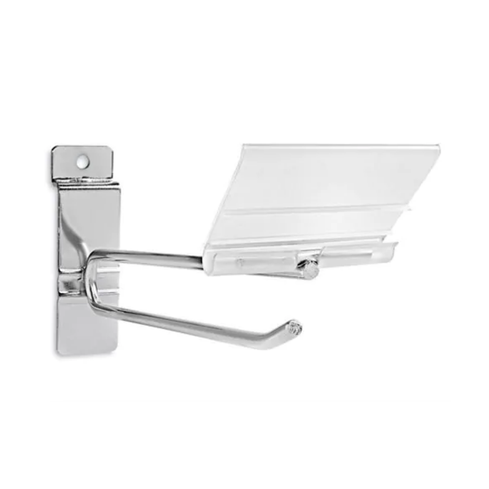Ganchos metal Doble Panel Ranurado con Portaprecio de plástico 20cm