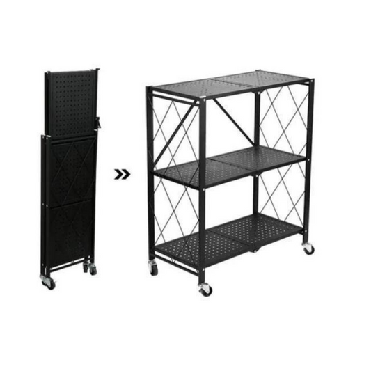 Estante Organizador 3 Niveles Plegable Negro