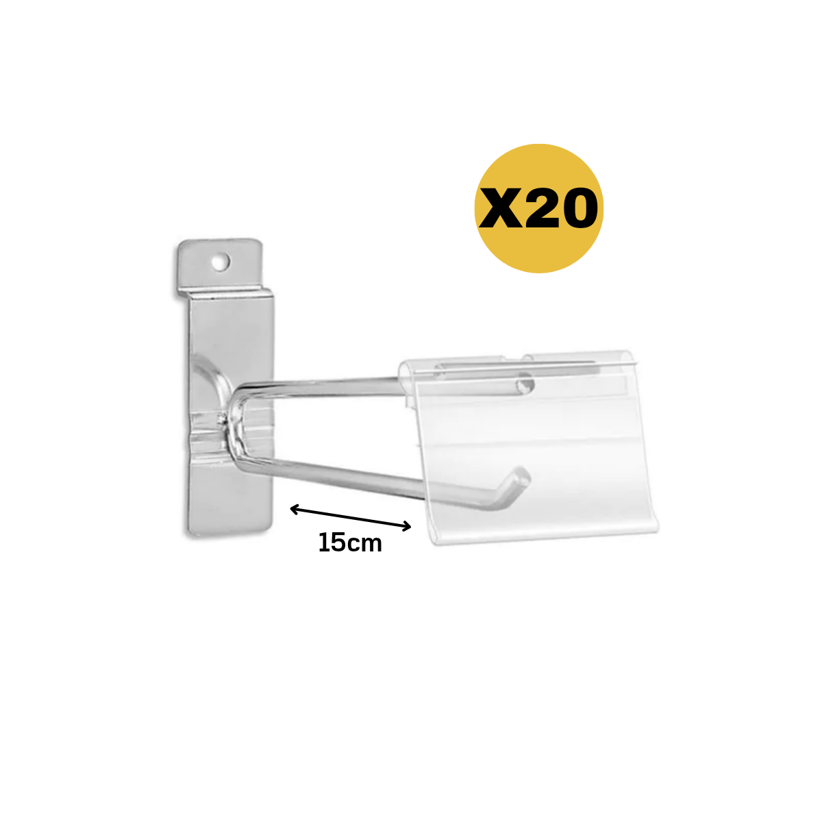 Ganchos metal Doble Panel Ranuado con Portaprecio de plástico 15cm