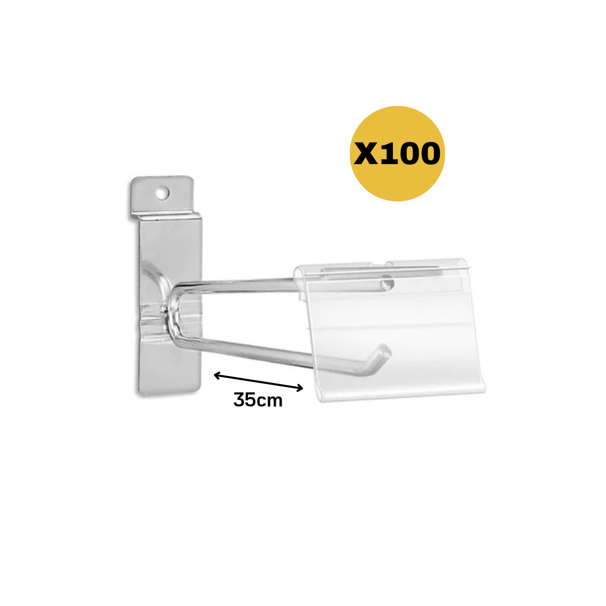 Ganchos Doble Panel Ranurado con Portaprecio de Plástico 35cm