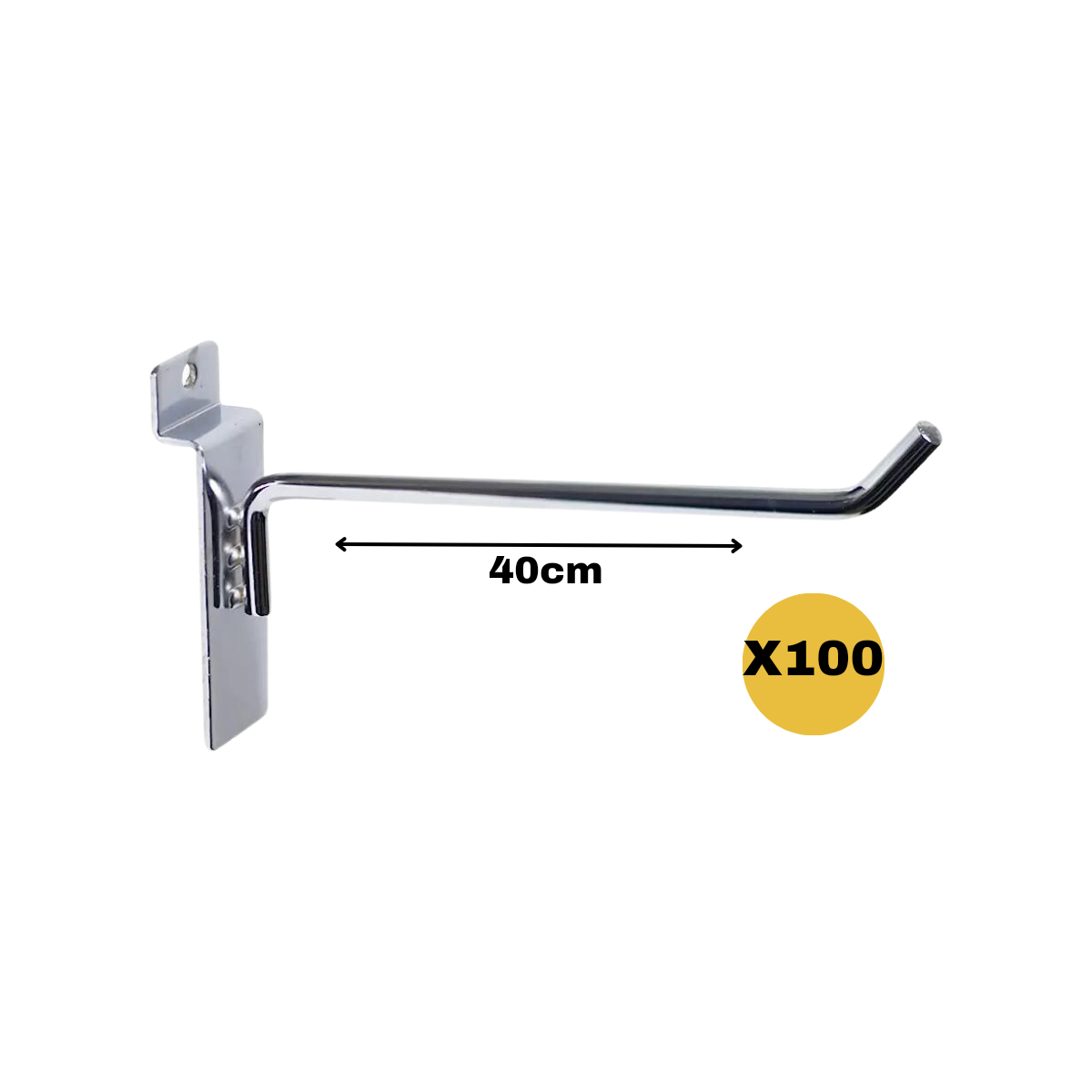 Gancho  Panel Rack Ranurado Metal Cromado 40cm