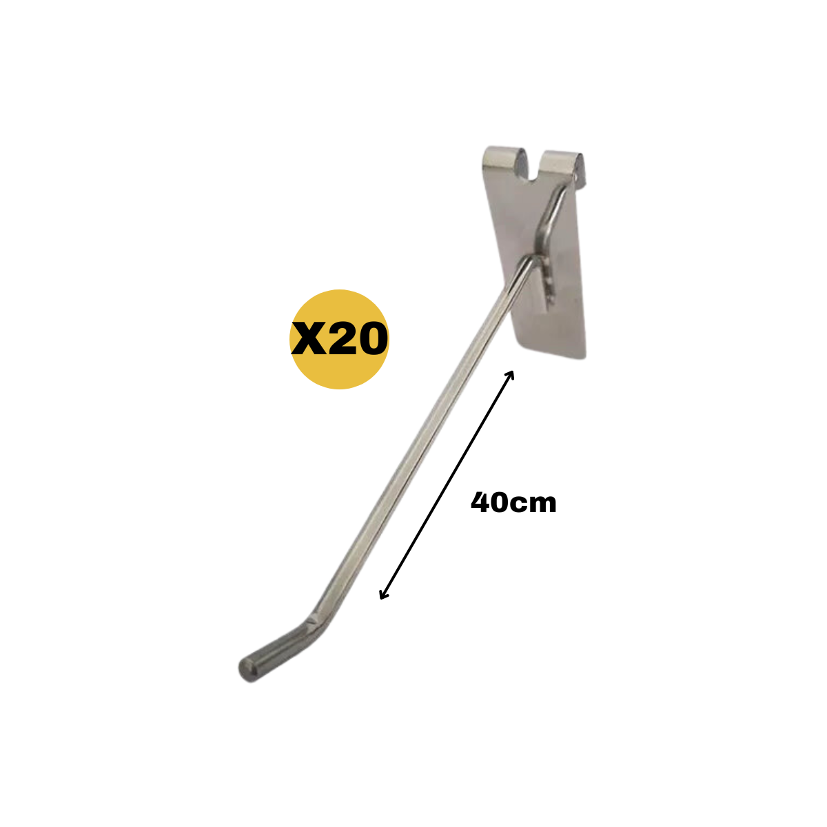 Gancho Metal Cromado de 40cm para Malla o Rejilla