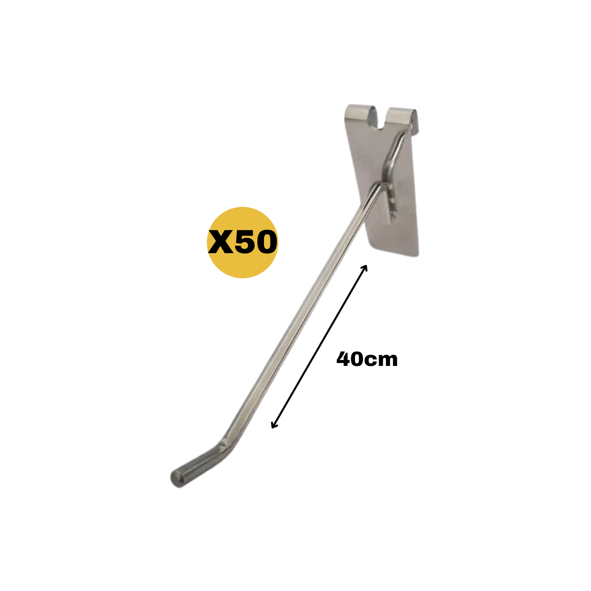 Gancho Metal Cromado de 40cm para Malla o Rejilla