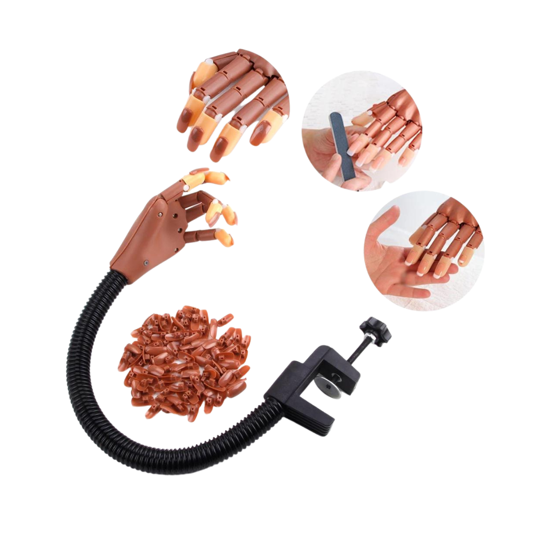 Mano práctica + 100 uñas repuesto manicure articulada