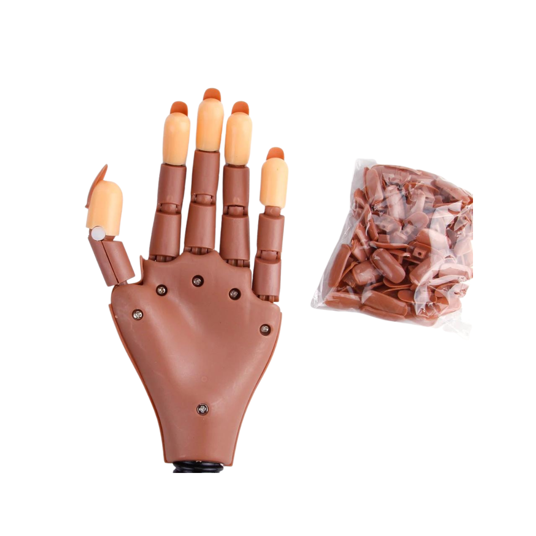 Mano práctica + 100 uñas repuesto manicure articulada
