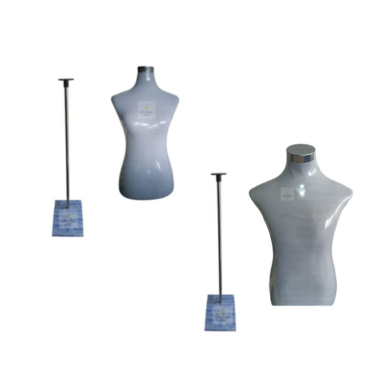 Torso Maniquí Dama Y Hombre Blanco Con Pedestal Para Poleras