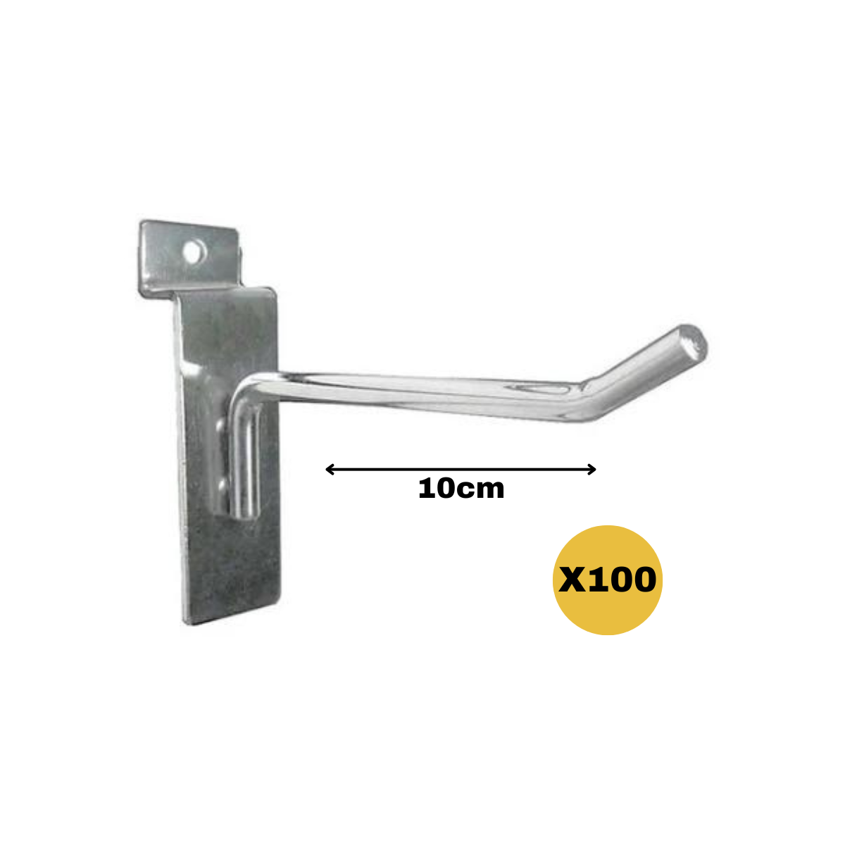 Gancho de Metal Cromado para Panel Rack Ranurado 10cm