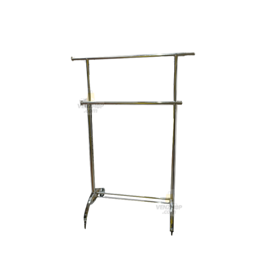 Perchero doble Niveles Colgador Metal cromado Extendible Con Ruedas