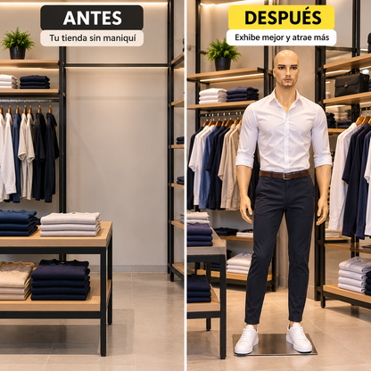 Maniquí de Hombre Cuerpo Completo Color Piel con Barba