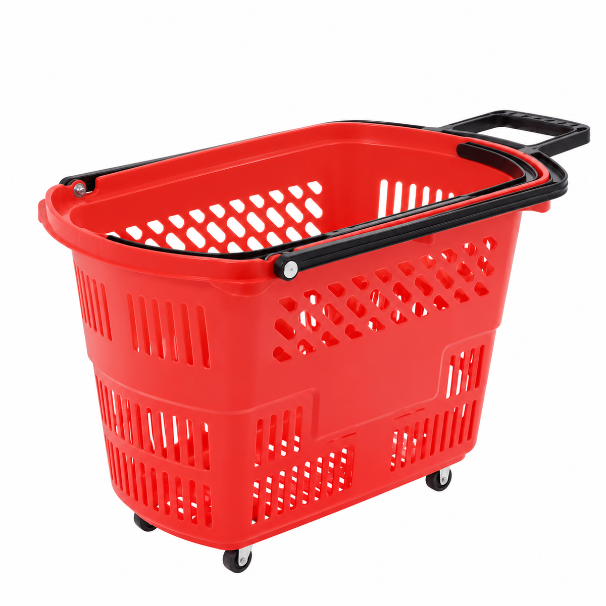 Canasto Cesta Roja Para Supermercado Con 4 Ruedas