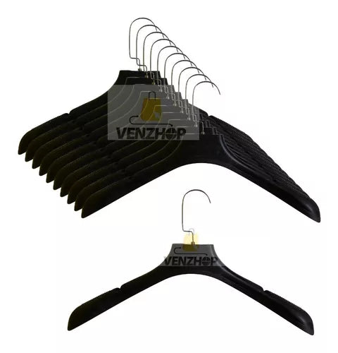 Pack de 30 Colgadores Percha para Polera o Vestido de Plastico color Negro Venzhop