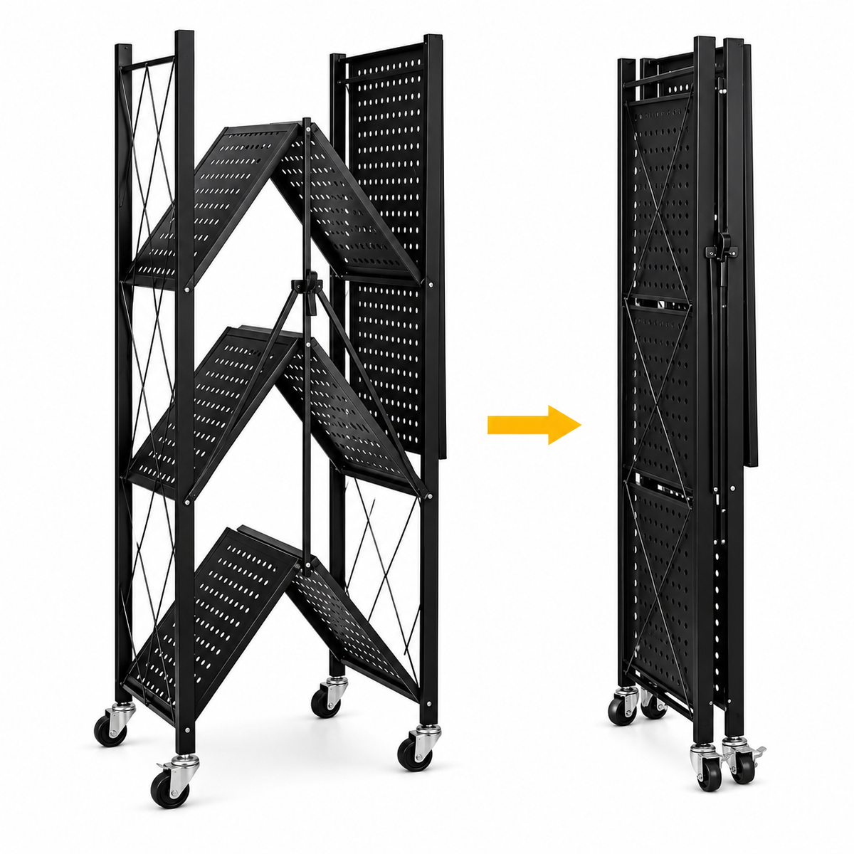 Estante Organizador 4 Niveles Plegable Negro