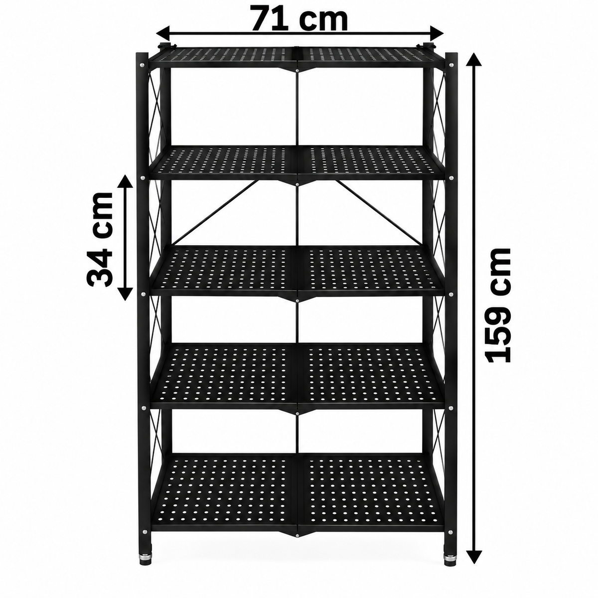 Estante Exhibidor negro  5 Niveles plegable Con Ruedas
