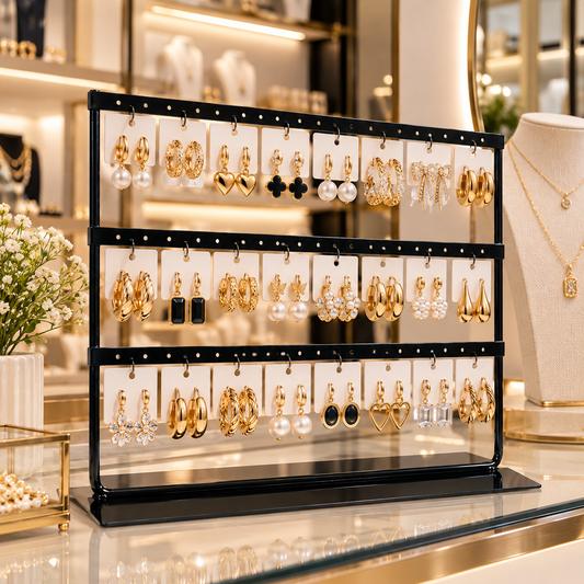 Exhibidor organizador de Aros para 36 Pares Metal Negro