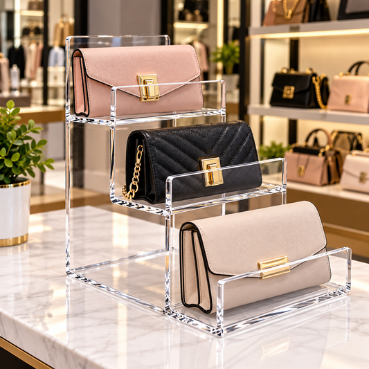 Exhibidor Acrílico De Billeteras Carteras 3 niveles