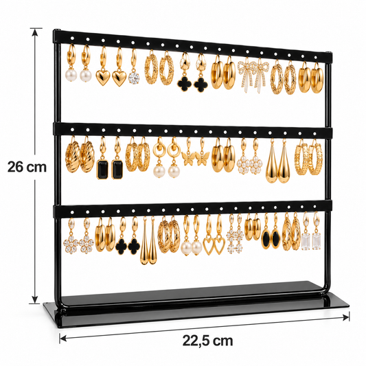 Exhibidor organizador de Aros para 36 Pares Metal Negro