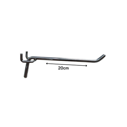 Gancho Metálico Cromado para Panel Perforado 20 cm
