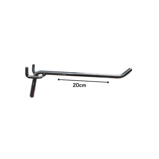 Gancho Metálico Cromado para Panel Perforado 20 cm