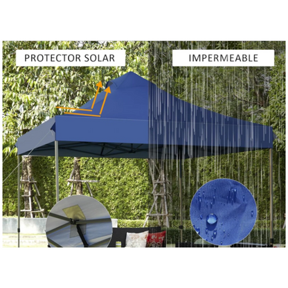 Toldo plegable 3x3 metros azul impermeable