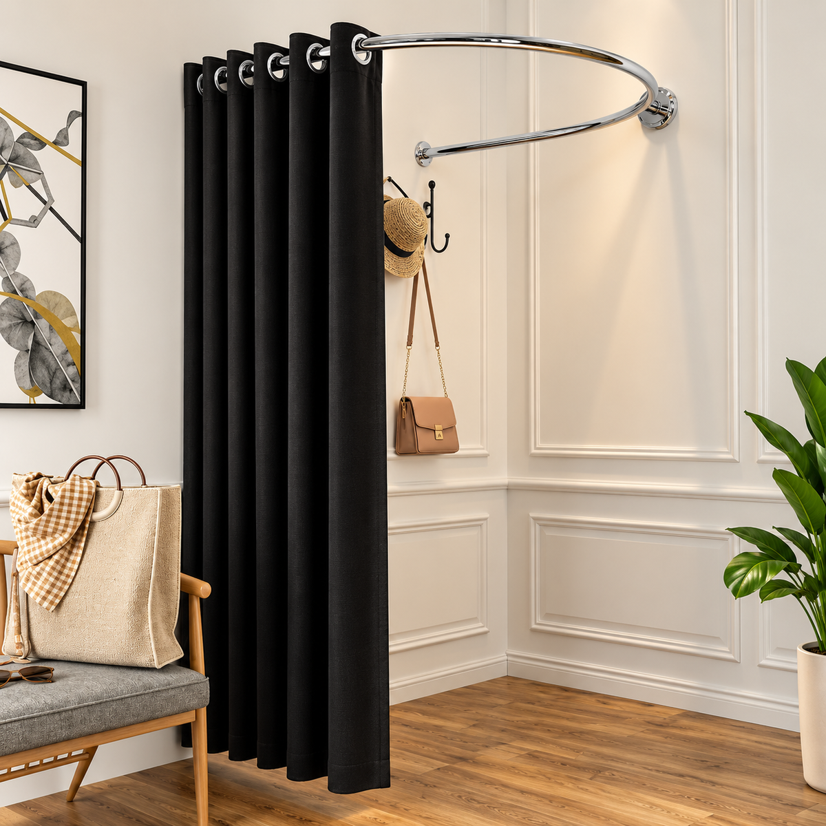 Aro metálico Cromado Cortina Probador vestidor Tienda O Boutique