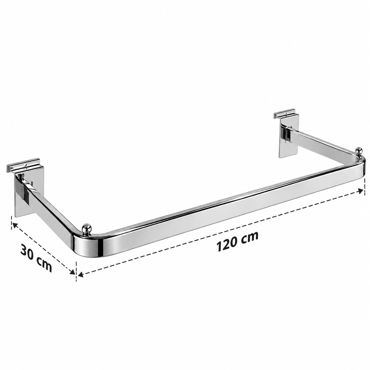 Barra exhibidora tipo C para panel rack ranurado