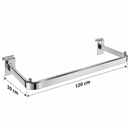 Barra exhibidora tipo C para panel rack ranurado