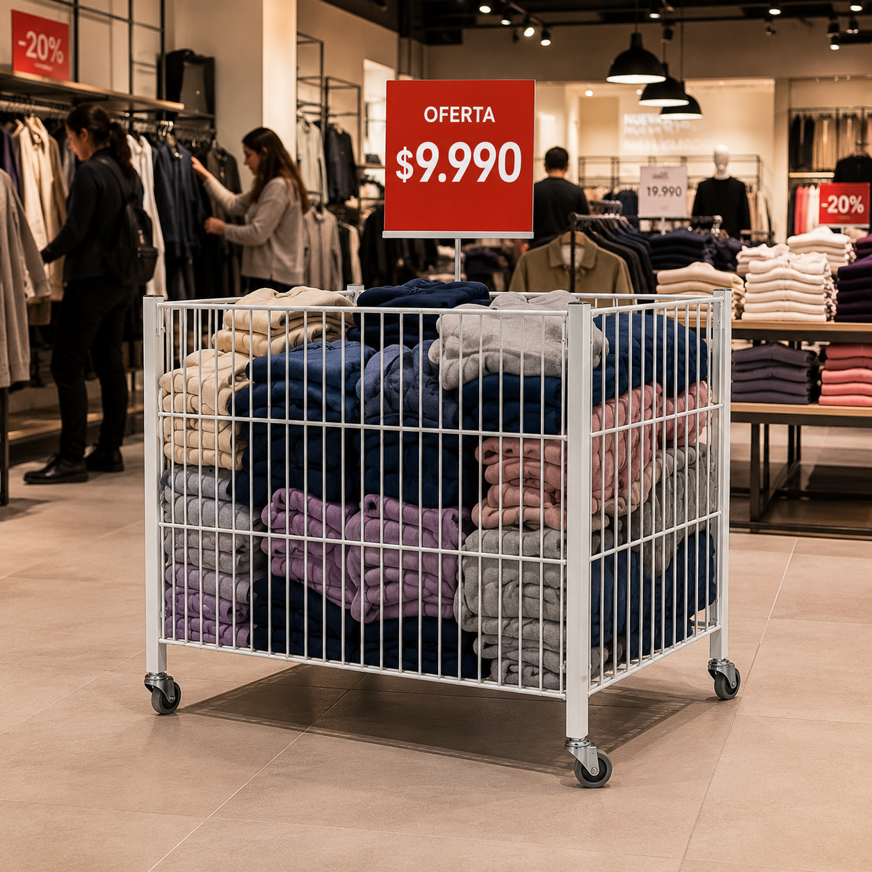 Cesta Canasto exhibidor Ofertas De Prendas, Feria