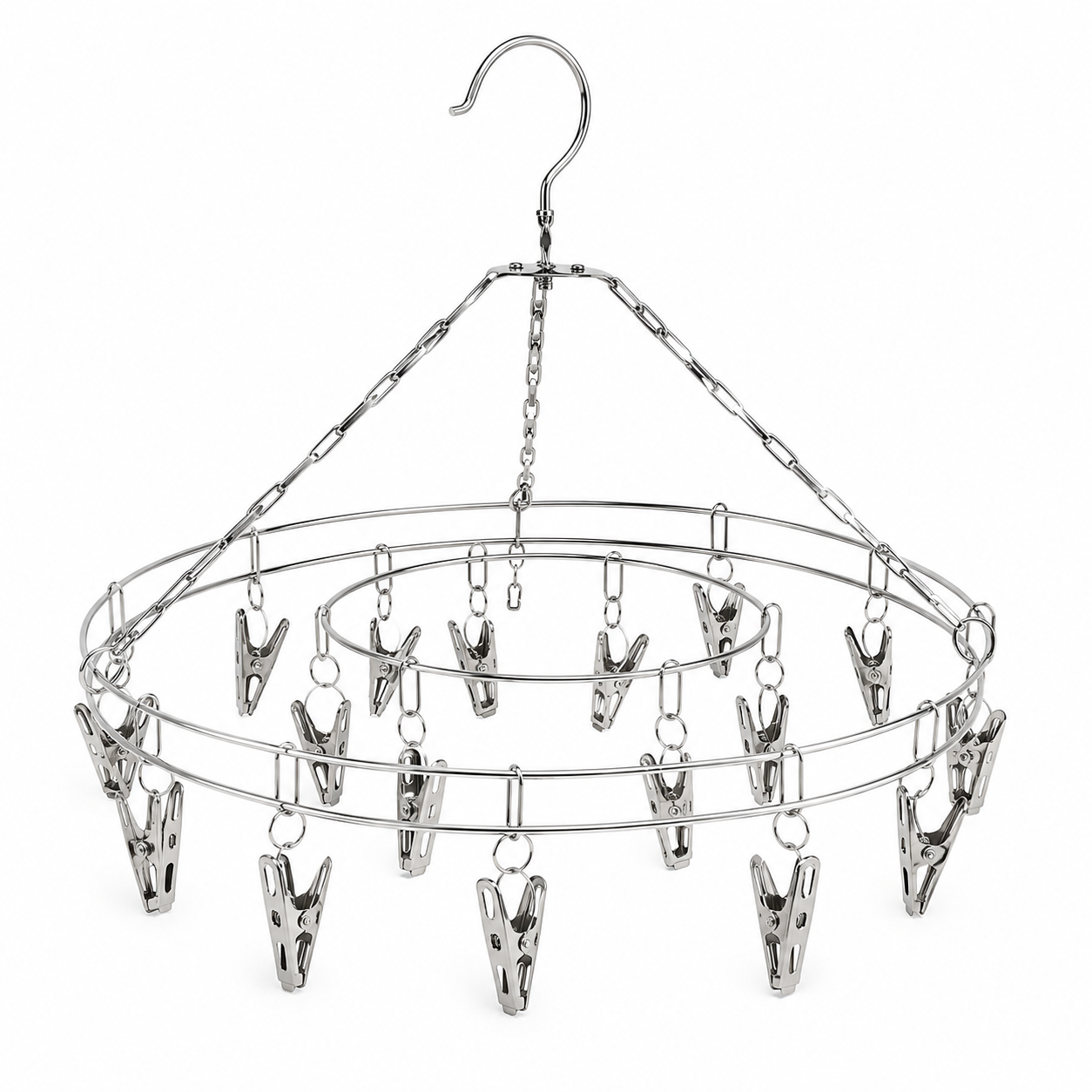 Colgador Redondo Giratorio Metal Con Pinzas inoxidables