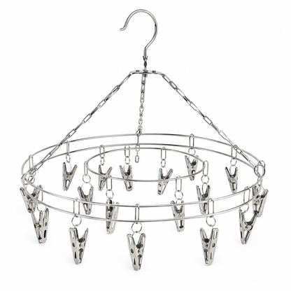 Colgador Redondo Giratorio Metal Con Pinzas inoxidables