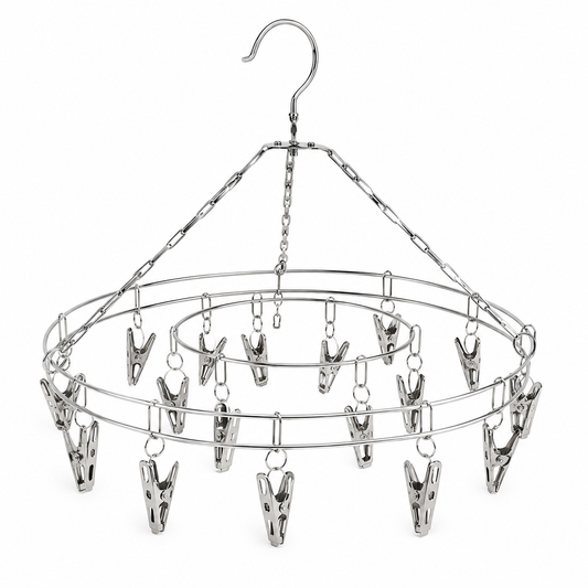 Colgador Redondo Giratorio Metal Con Pinzas inoxidables