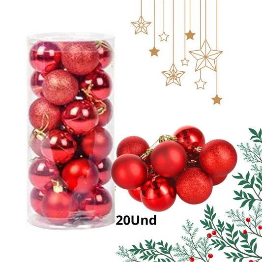 Set 20 Esferas Árbol de Navidad Bambalinas Decoracion Navideña 4cm