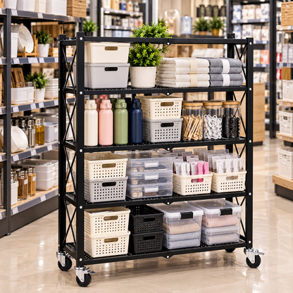 Estante Organizador 4 Niveles Plegable Negro