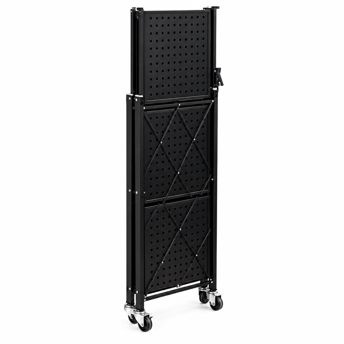 Estante Organizador 3 Niveles Plegable Negro con ruedas