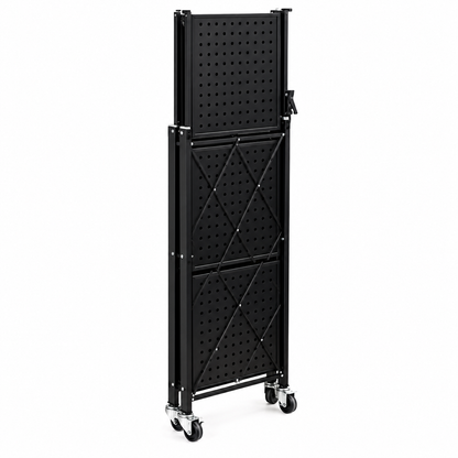 Estante Organizador 3 Niveles Plegable Negro con ruedas