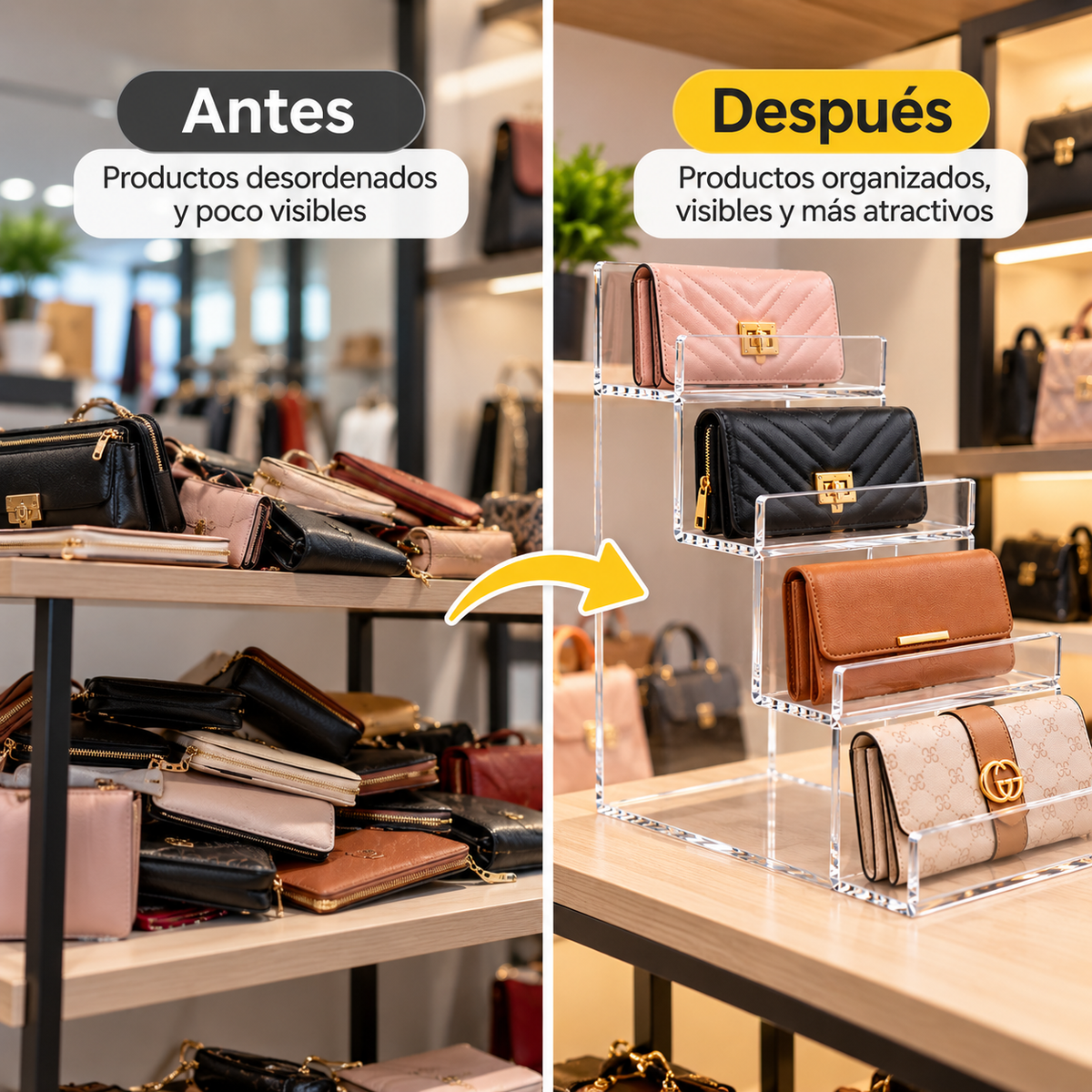 Exhibidor Acrílico De Billeteras Carteras 4 niveles