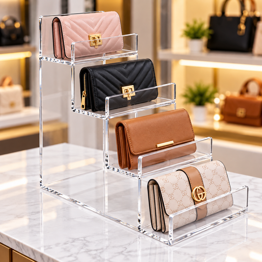 Exhibidor Acrílico De Billeteras Carteras 4 niveles